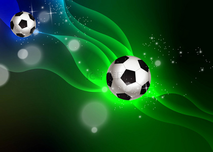 世界杯足球背景图片_绿色蓝色足球运动发光