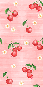 粉色水果樱桃无缝背景
