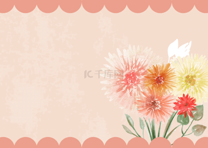 粉色花边花朵水彩背景