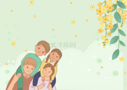 温馨家庭可爱卡通背景图片_越南家庭日温馨家庭卡通背景
