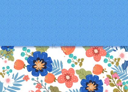 卡片背景背景图片_蓝色绽放彩色花卉卡片背景