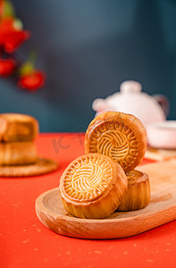 中秋月饼美食传统节日食品摄影图配图