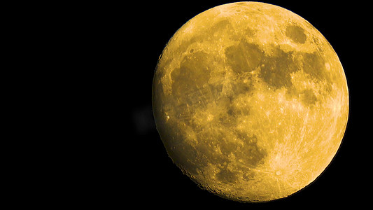 月圆月摄影照片_夜晚月亮在天空升起超级月亮大特写