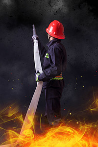 救援保护火灾消防员灭火摄影图配图