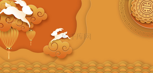花好月圆背景背景图片_中秋节月饼中国风海报背景