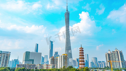 塔摄影照片_震撼广州珠江新城全貌城市景观