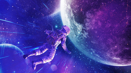 浩瀚宇宙摄影照片_浩瀚宇宙奔向地球宇航员太空人白天宇宙宇航员宇宙漫游摄影图配图
