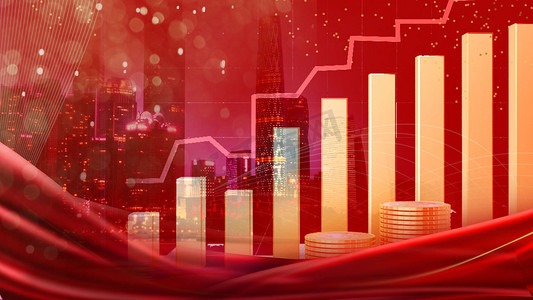 红色喜庆金融折线图白天金融信息图表金融金融摄影图配图