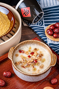 营养早餐传统小米谷物粥摄影图配图