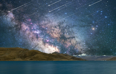 图星空摄影照片_星空流星夜晚银河背景摄影图配图