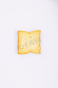 营养早餐面包片白色背景摄影图配图