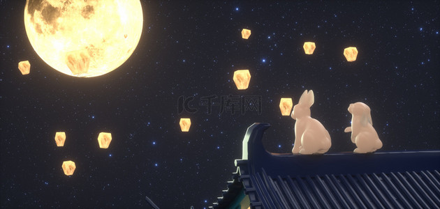 中秋月亮玉兔