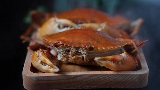 煮熟的大闸蟹肉蟹营养海鲜美食