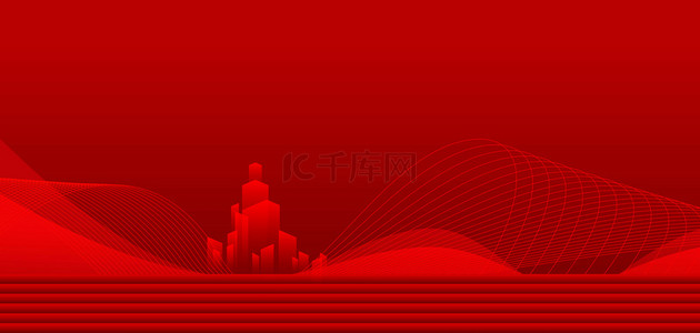 科技企业会议展板背景背景图片_商务几何红色科技会议背景