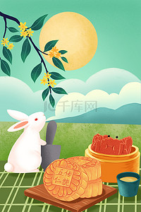 月饼背景图片_中秋节桂花月饼