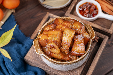 五花肉烹饪美食红烧肉菜肴摄影图配图