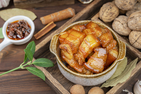 传统美食菜肴营养红烧肉摄影图配图