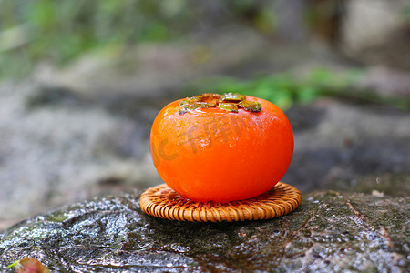 秋收秋季柿子户外单个物体摄影图配图