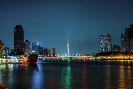一线摄影照片_广州珠江一线城市建筑夜晚摄影图配图