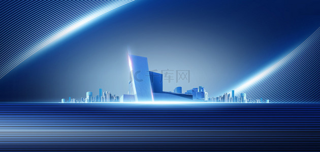 商务开业背景图片_地产城市蓝色商务背景