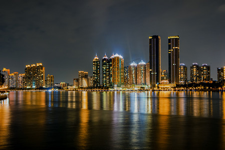 一线摄影照片_广州珠江一线城市建筑夜景摄影图配图