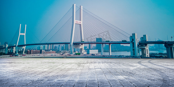 城市交通大桥桥梁地面白天大桥桥梁城市展示摄影图配图