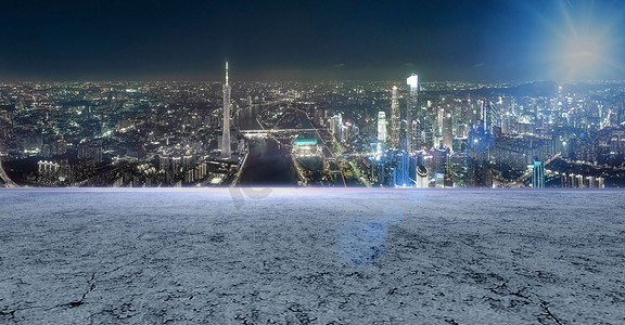 虚化光斑光效摄影照片_城市地面汽车展台夜晚城市地面城市展示摄影图配图