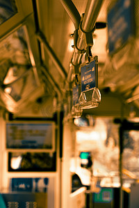 植树吊牌摄影照片_交通工具白天公交车室内旅游摄影图配图
