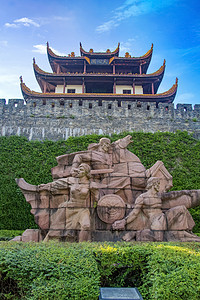 湖南长沙晌午古建筑物雕塑4A景点摄影图配图