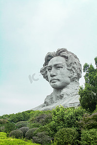 湖南长沙晌午毛主席雕像橘子洲头雕塑摄影图配图
