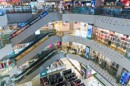 商场购物全天扶梯商场购物摄影图配图