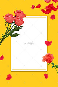 唯美红色玫瑰花易拉宝展架背景素材