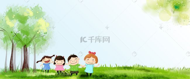 抖音关注灯牌背景图片_绿色彩笔画关注留守儿童公益海报背景素材