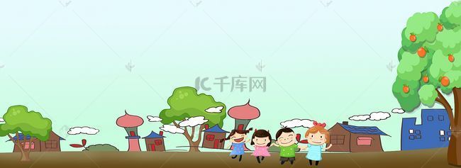 幼儿园背景图片_绿色大树儿童海报背景