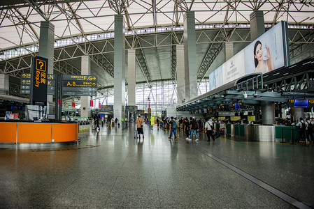广州广州机场候客厅飞机场出行摄影图配图