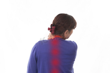 疼痛颈椎关节女性脊椎摄影图配图
