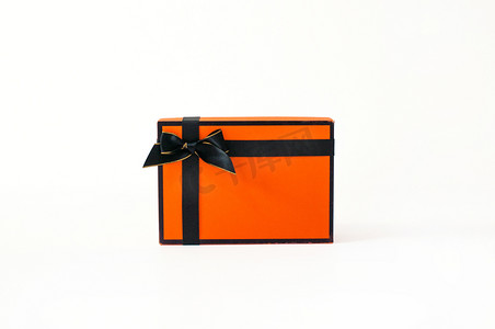 礼物盒电商产品纯底实物小商品橙色礼物盒摄影图配图