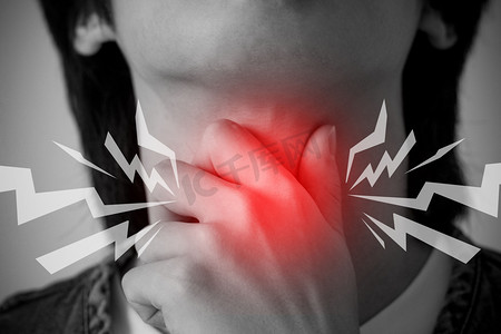 疼痛喉咙肿痛声音嘶哑摄影图配图