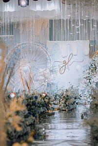 婚礼背景舞台布置摄影图配图