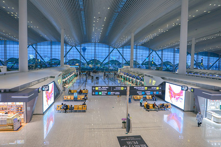 广州机场摄影照片_白云区广州机场室内商城摄影图配图