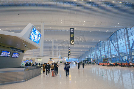 广州白云区室内机场广场摄影图配图