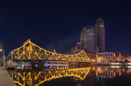 变形金刚手机壁纸摄影照片_天津城市夜晚金刚桥建筑夜景摄影图配图