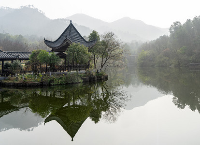 风光白天武汉木兰景区早春平拍摄影图配图