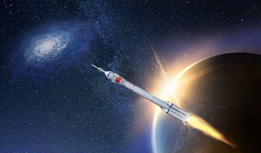 中国航天日火箭火箭创意合成摄影图配图