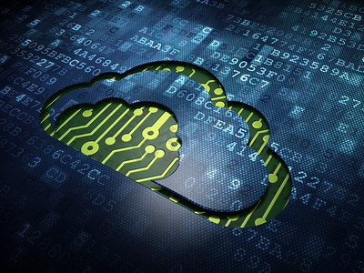 软件芯片摄影照片_云技术的概念: 数字屏幕背景上的云