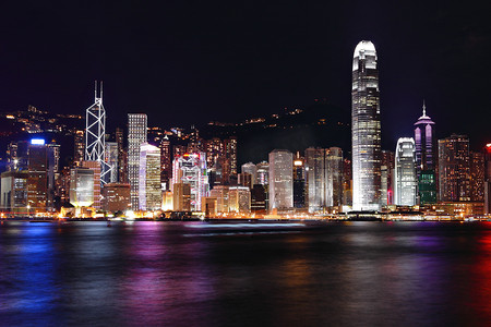 色彩斑斓有香港夜景