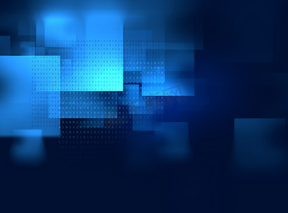 蓝色节气海报摄影照片_蓝色的几何形状抽象技术背景 