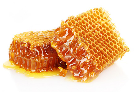 甜蜂窝，蜂蜜，白色隔离