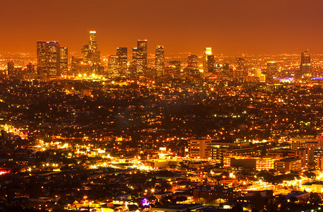 城市建筑景观夜景摄影照片_洛杉矶夜景