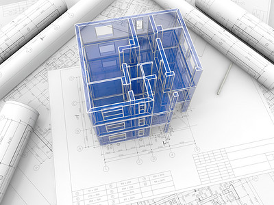 建筑师摄影照片_根据图纸建筑线路板模型